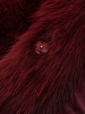 Claret Short Thick Faux Fur Jackets
