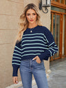 Liber Autumn Women's Crew Neck Raglan sleeves Jacket Short Loose Long sleeve Sweaters