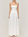 Satin-panel Spaghetti Strap Maxi Dress