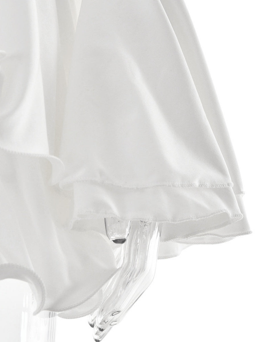 Mini- und kurze Kleider mit V-Ausschnitt, langen Ärmeln und Rüschen