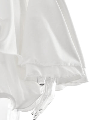 Mini- und kurze Kleider mit V-Ausschnitt, langen Ärmeln und Rüschen