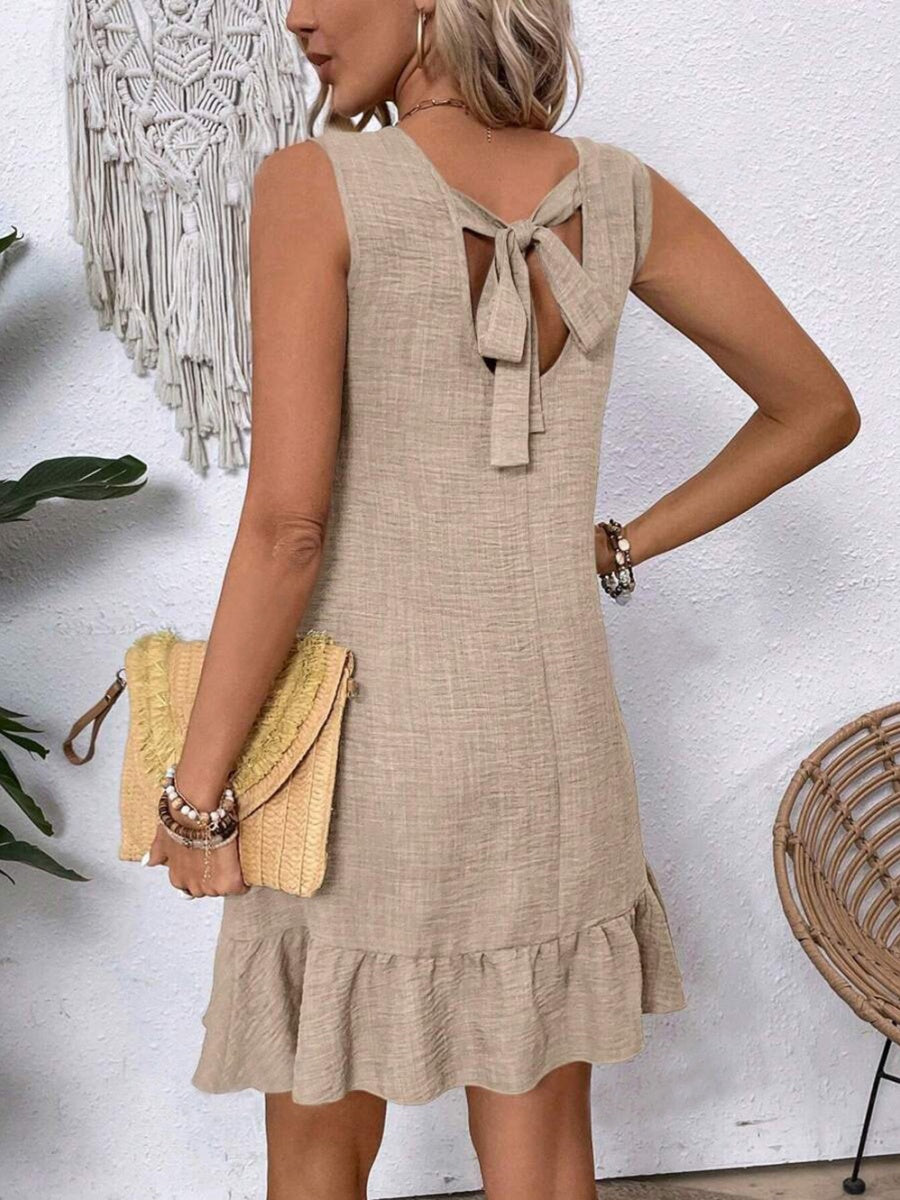 Ruffled Sleeveless Casual Short Dress