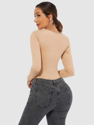 Slim Fit U-neck Long Sleeve Slimming Bodysuit