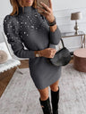 High-neck Bodycon Sweater Short Dress