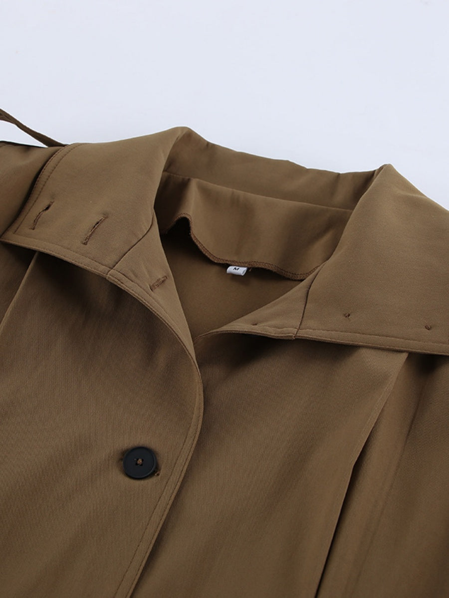 Liber Autumn Women's Buttons Solid Color Trench Coats