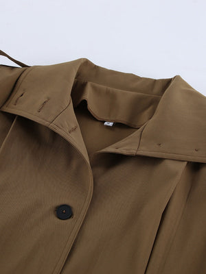 Liber Autumn Women's Buttons Solid Color Trench Coats