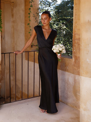 Satin V-neck Sexy Fishtail Maxi Dress