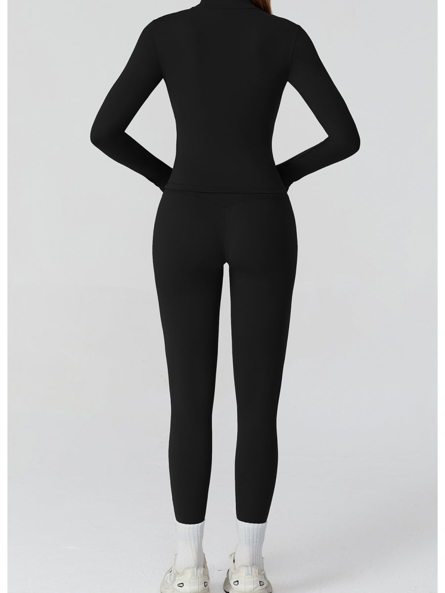 Veste de yoga bicolore en tissu brossé avec fermeture éclair, coupe-vent et ajustée