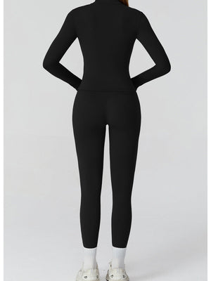 Veste de yoga bicolore en tissu brossé avec fermeture éclair, coupe-vent et ajustée