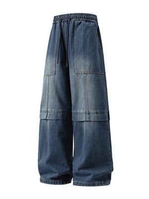 Retro Washed And Aged Split Straight Pants Jeans