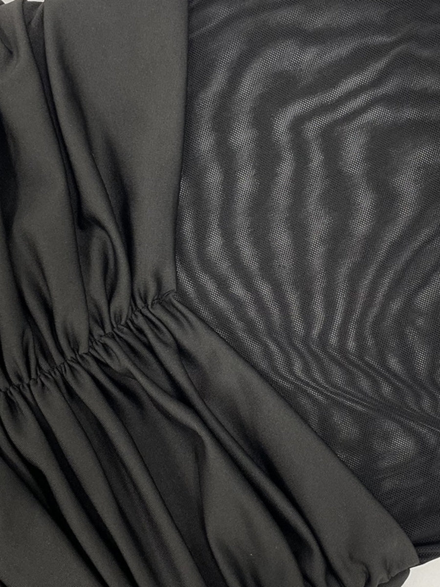 Neckband Lace Up Mesh Formal Dress Maxi Dresses