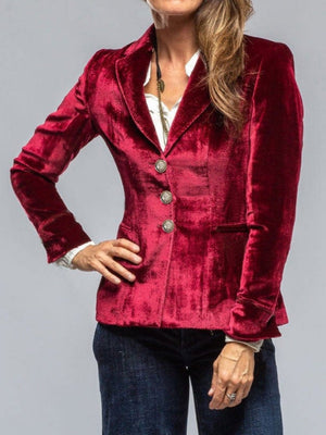 Velvet Long Sleeve Pocket Blazers