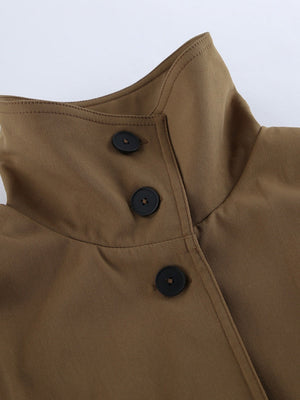 Liber Autumn Women's Buttons Solid Color Trench Coats