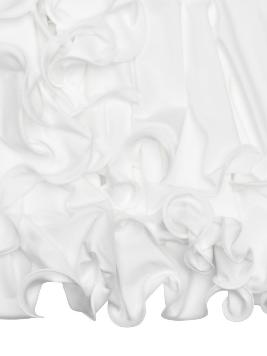 Mini- und kurze Kleider mit V-Ausschnitt, langen Ärmeln und Rüschen