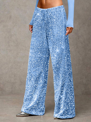 Drawstring Slimming Stretch Straight Leg Trousers