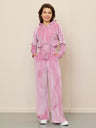 Velvet Zipper Cardigan, Silver Fox Fleece Sweatshirt, Lace-Up Pants 2-piece Sets