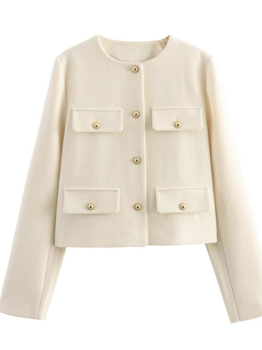 Chanel-inspired Stylish Short Dress With Button Embellishments Blazers
