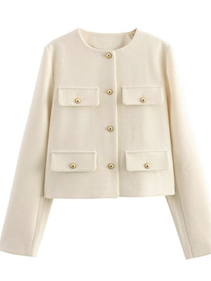 Chanel-inspired Stylish Short Dress With Button Embellishments Blazers