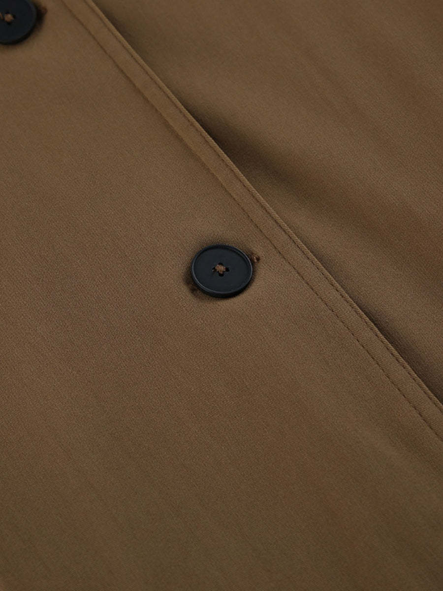 Liber Autumn Women's Buttons Solid Color Trench Coats