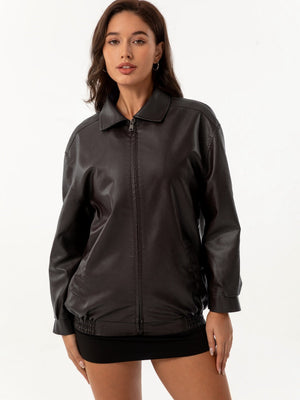 Street Cool Loose Pocket Leather Jacket