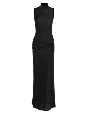 Liber Autumn Women's Sequins Turtleneck Sleeveless Maxi Dresses