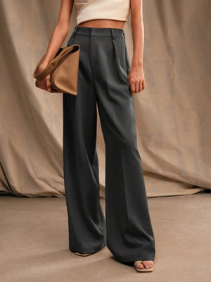 Commuting Loose High-waisted Straight Wide-leg Trousers