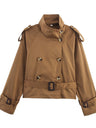 Belt Turtleneck Khaki Slim Fit Short Trench Coats