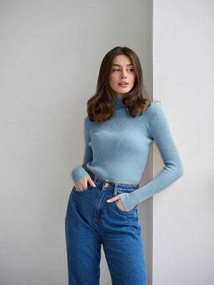 Half Turtleneck Solid Color Tights Versatile Sweaters