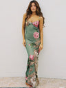 V-neck Camisoles Printed Sexy Backless Maxi Dresses