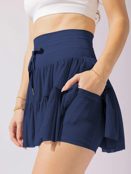 Culottes Sports Pocket Mesh High Waist Skirts