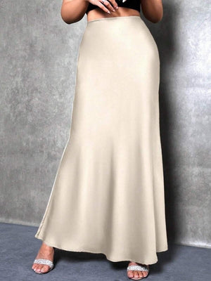 Simplicity Imitation Silk Solid Color Long Skirts
