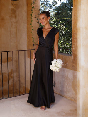 Satin V-neck Sexy Fishtail Maxi Dress