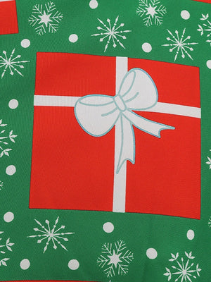 Christmas Crew Neck Splicing Long Sleeve Midi Dresses