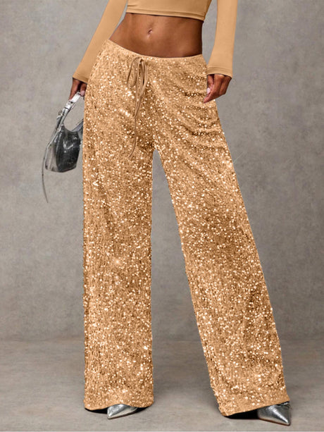 Drawstring Slimming Stretch Straight Leg Trousers