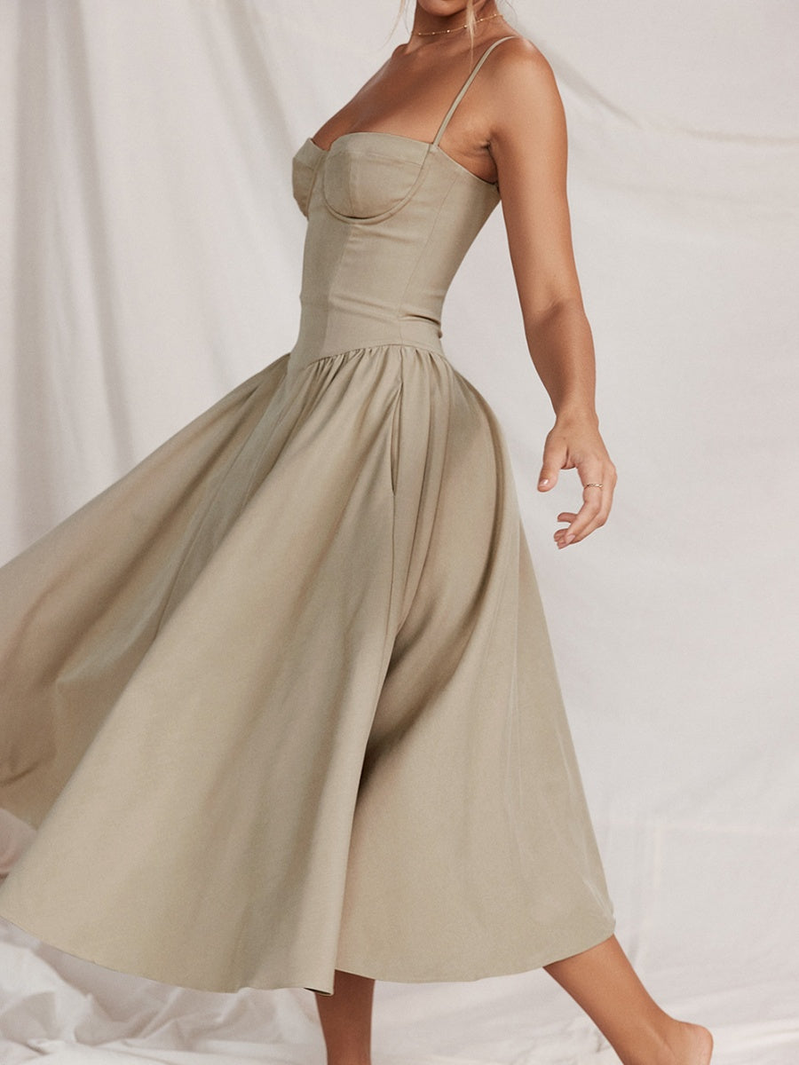 Camisoles Big Swing Solid Color Midi Dresses