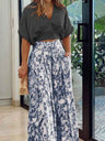Plant-based Printing Loose Top Wide-leg Pants Set 2-piece Sets