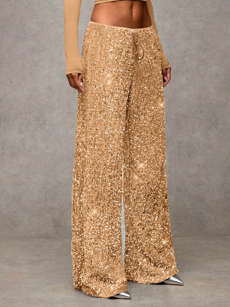 Drawstring Slimming Stretch Straight Leg Trousers