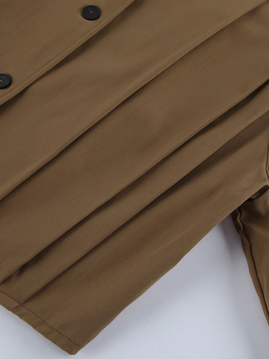 Liber Autumn Women's Buttons Solid Color Trench Coats