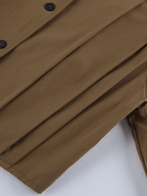 Liber Autumn Women's Buttons Solid Color Trench Coats