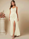 Satin Suspenders Pleated Maxi Dresses