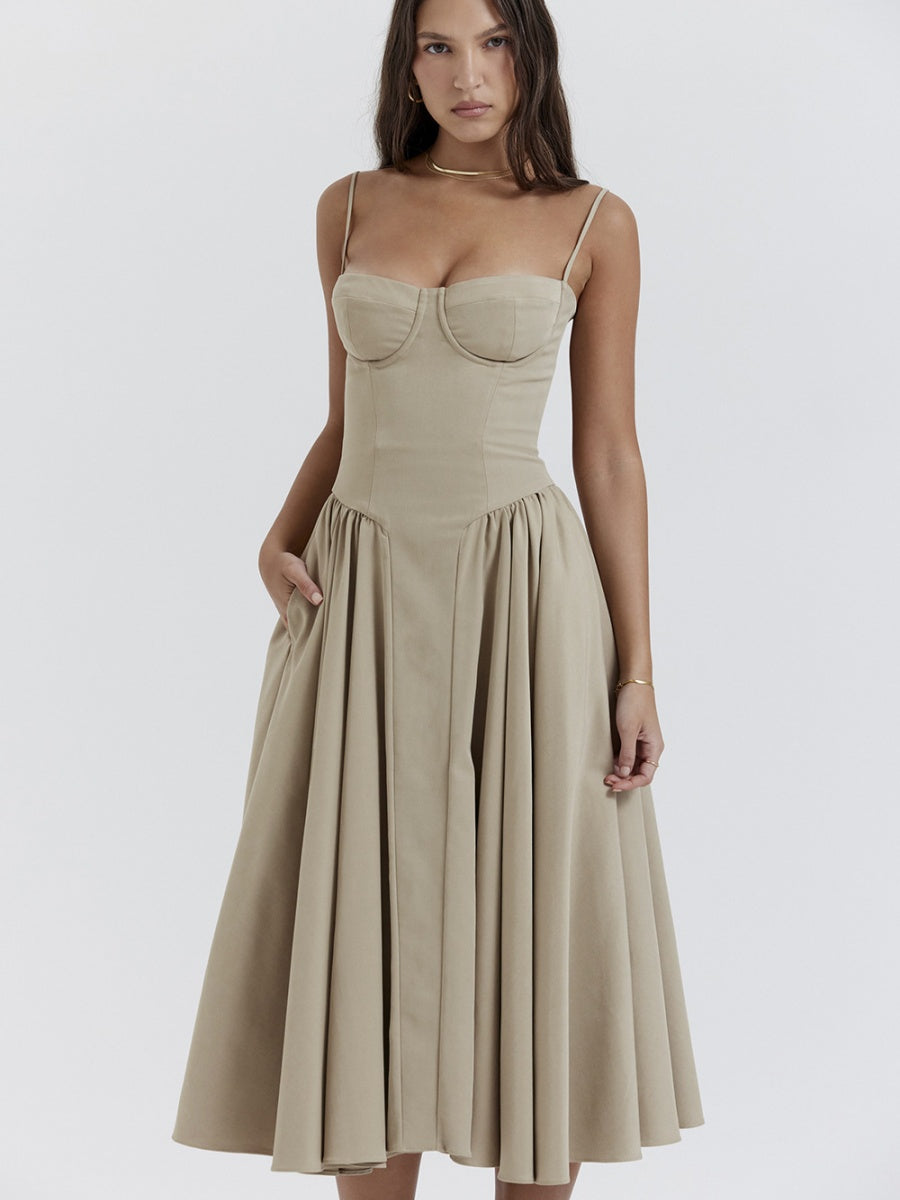 Camisoles Big Swing Solid Color Midi Dresses