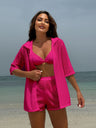 Beach Sun Protection Mesh Shirt, Shorts, Bikini Four-piece Set