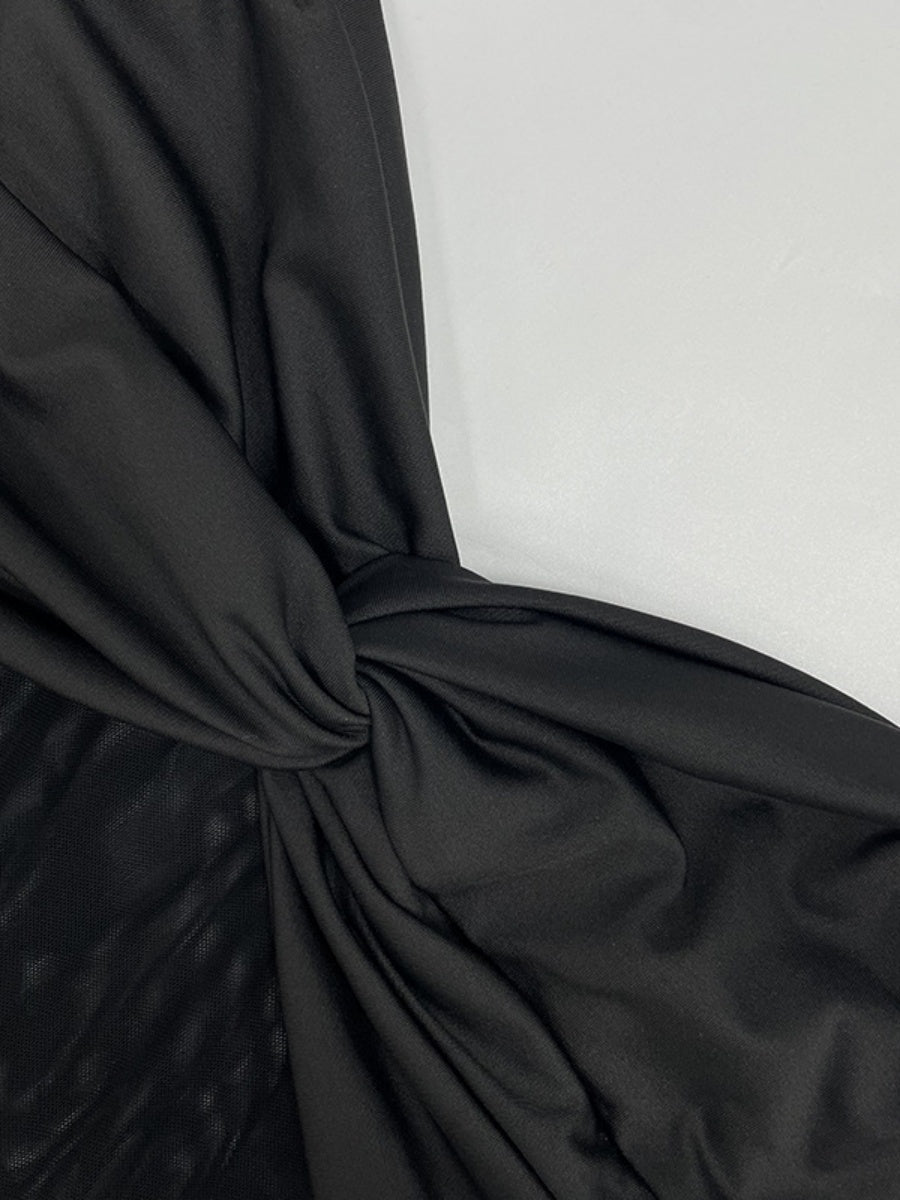 Neckband Lace Up Mesh Formal Dress Maxi Dresses