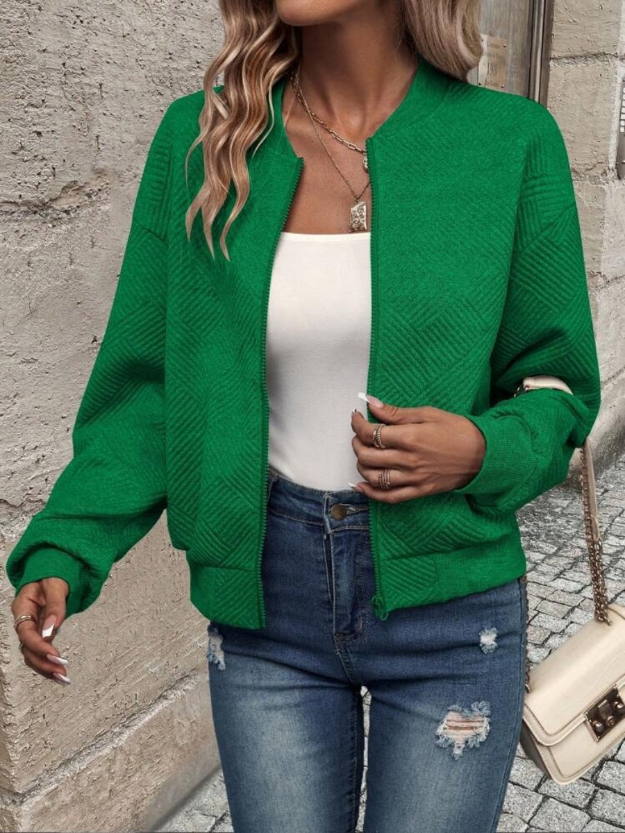 Liber Autumn Women's Zipper Geometric Patterns Jackets