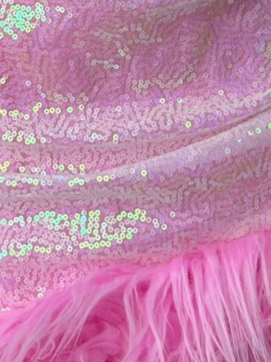 Feather Sequins Belts&Chain Diamond Parties Mini&Short Dresses