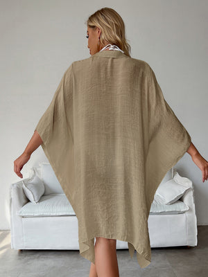 Bamboo Cotton Shirt Style Loose Beach Cardigan Vacation Sun Protection Clothing Bikini Cover-up Swimwear Outer Cardigan