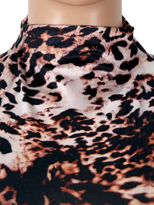 Round Neck Long-sleeved Leopard Print Bodysuit