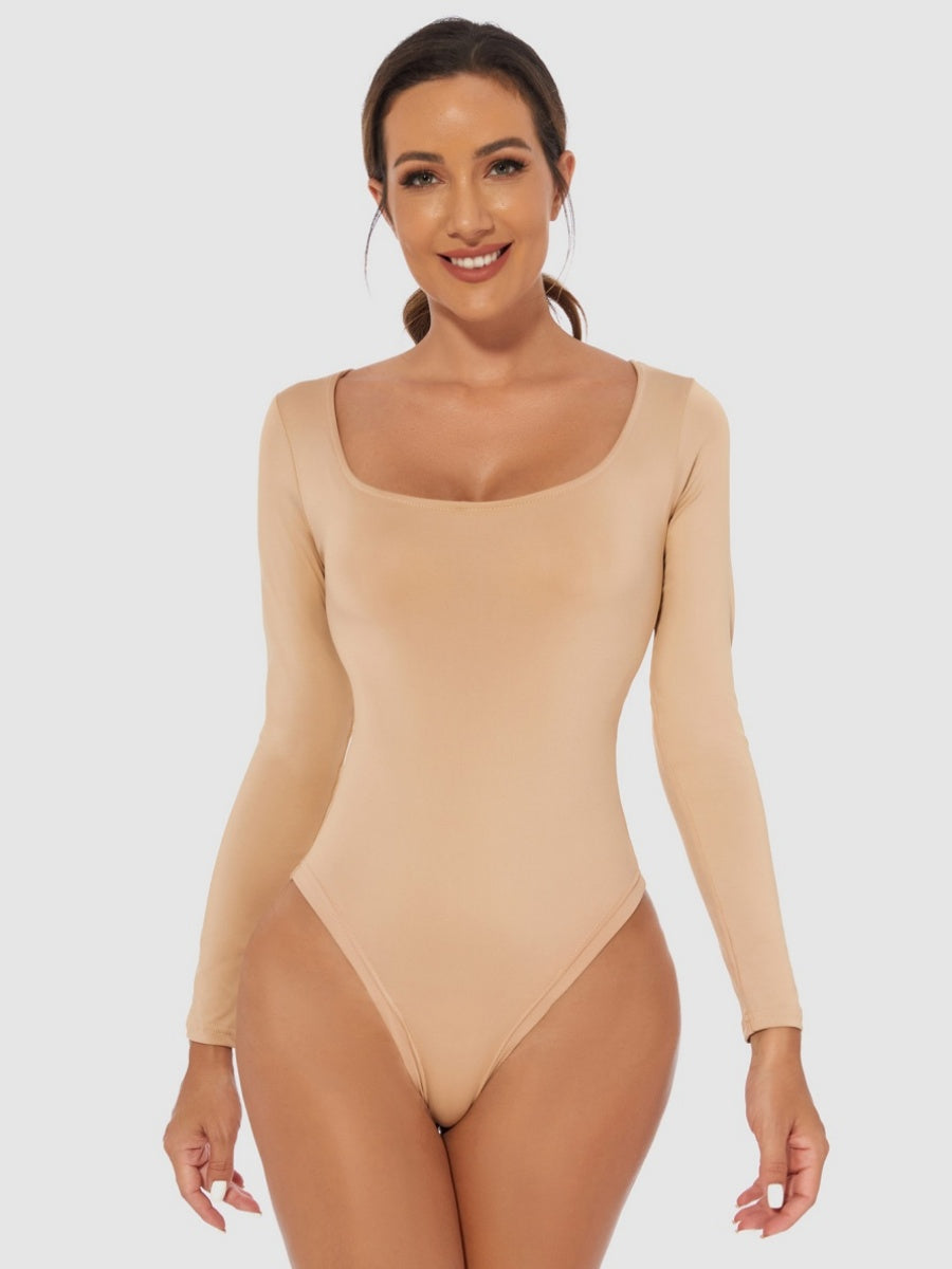 Slim Fit U-neck Long Sleeve Slimming Bodysuit