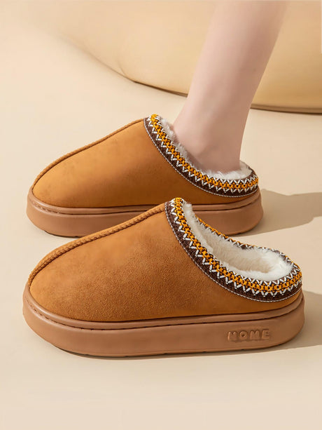 Solid Color Stitching Thick-soled Slippers
