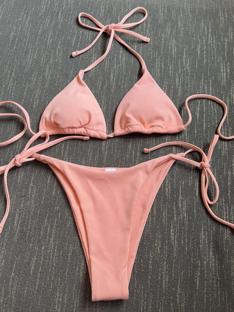 Sexy Three-piece Ribbed Two-piece Swimsuit Bikini